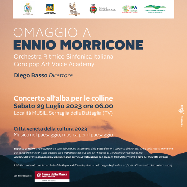 Alba sulle colline del prosecco Unesco con Omaggio a Ennio Morricone